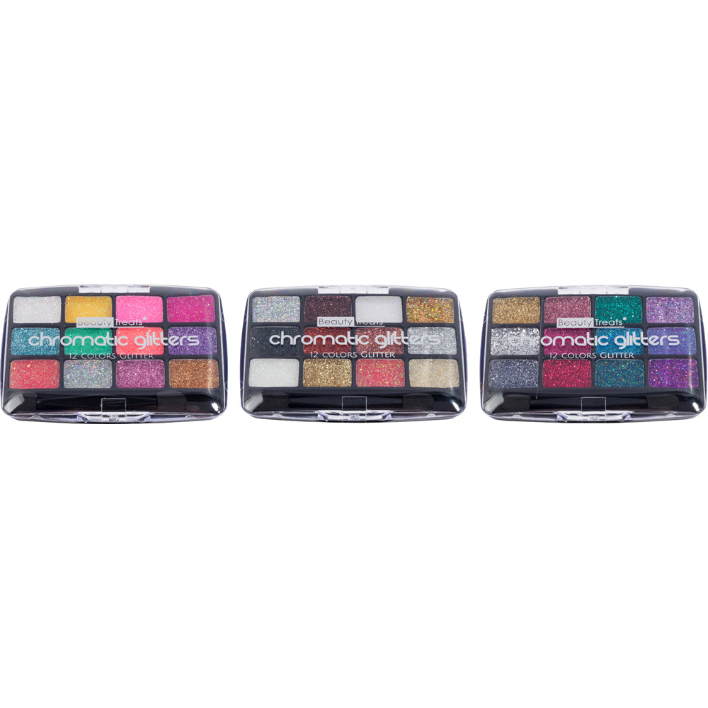 413 - CHROMATIC GLITTERS 12 COLOR GLITTER PALETTE – www.beauty