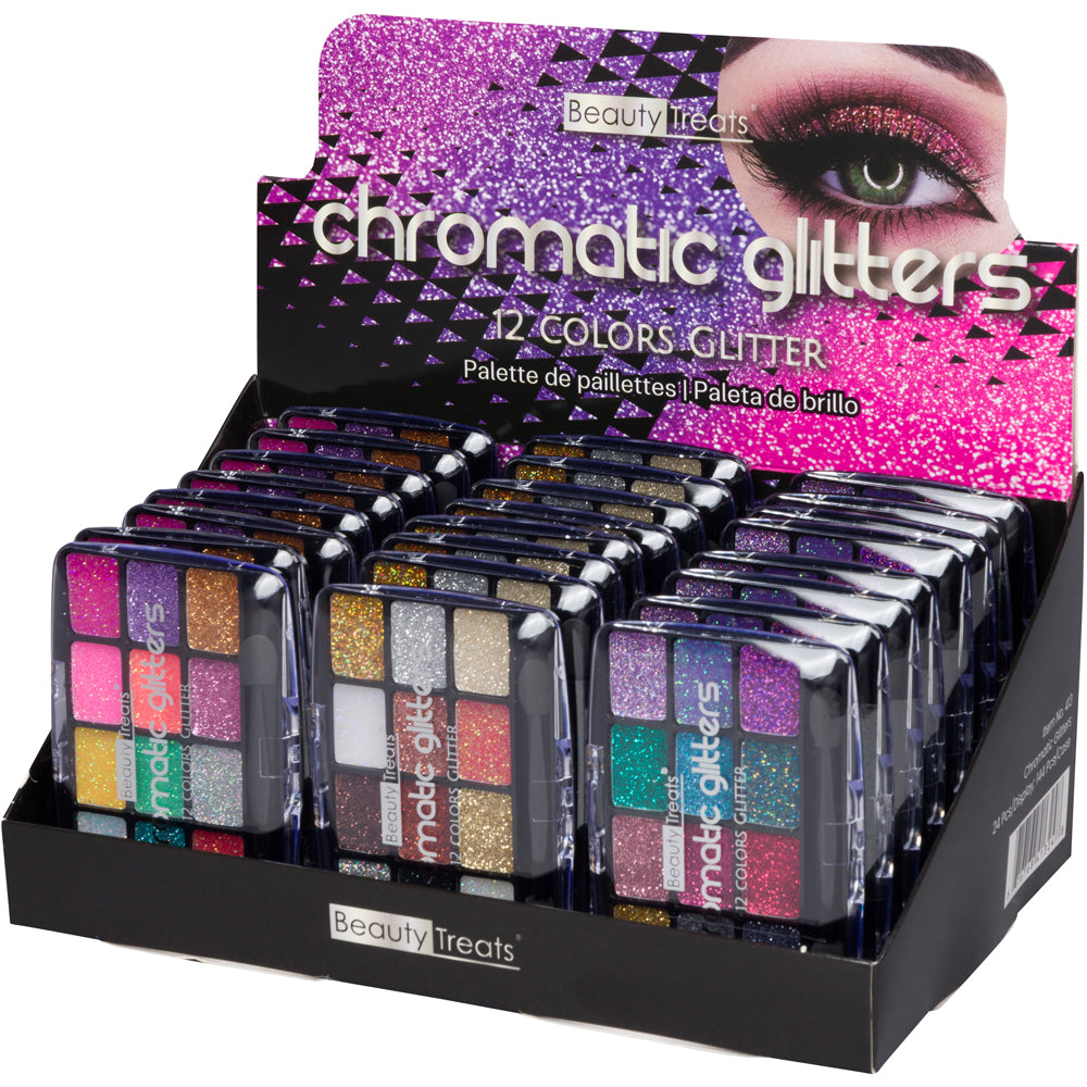 413 - CHROMATIC GLITTERS 12 COLOR GLITTER PALETTE – www.beauty