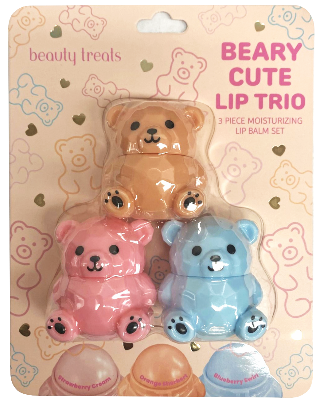 665-R3 - Beary Cute Lip Trio - Lip Balm Set