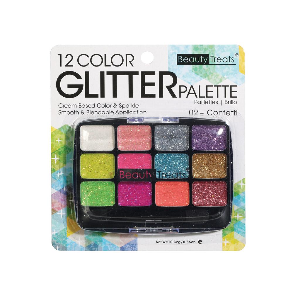 413-02 - 12 COLOR GLITTER PALETTE - CONFETTI